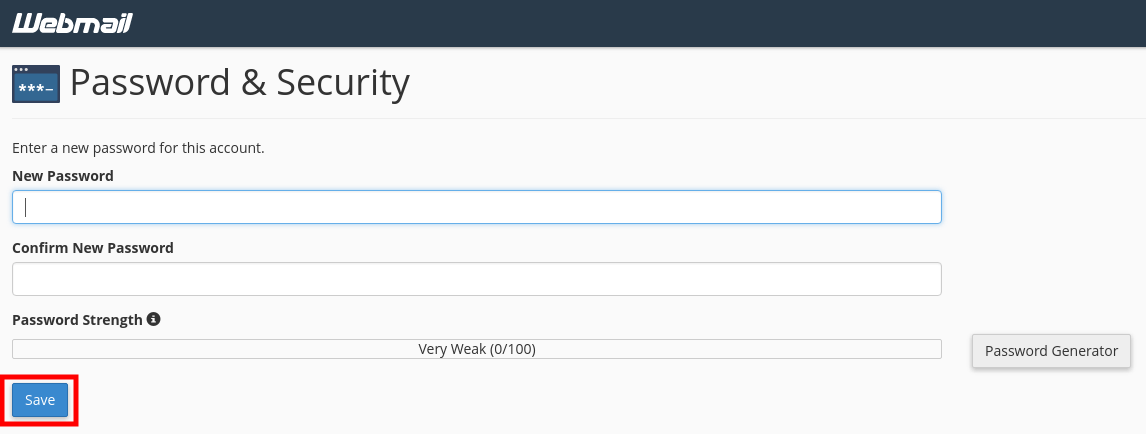 Email Account Password Reset in cPanel 6 Email Account