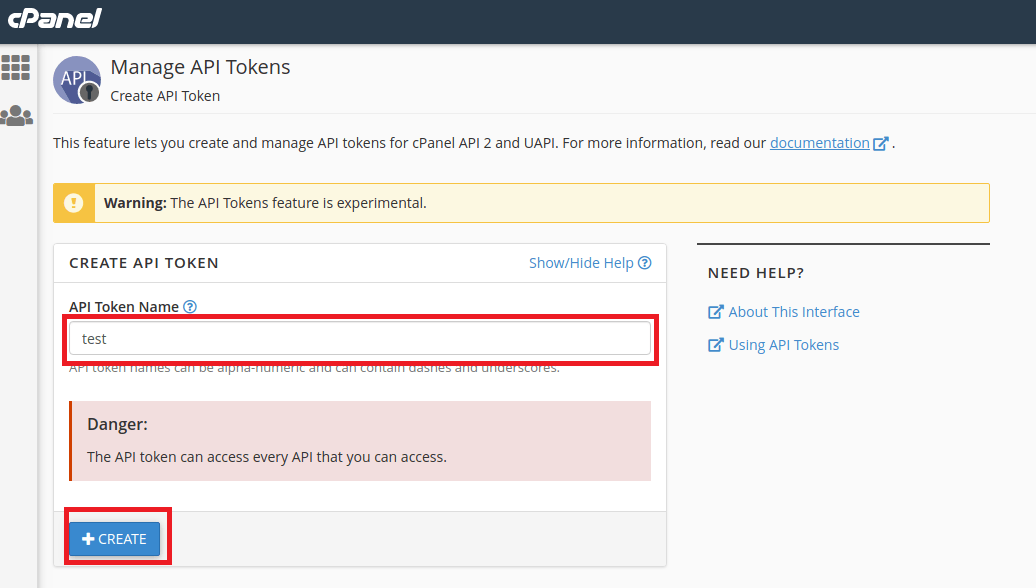 How to manage API Tokens in cPanel 2 API Tokens