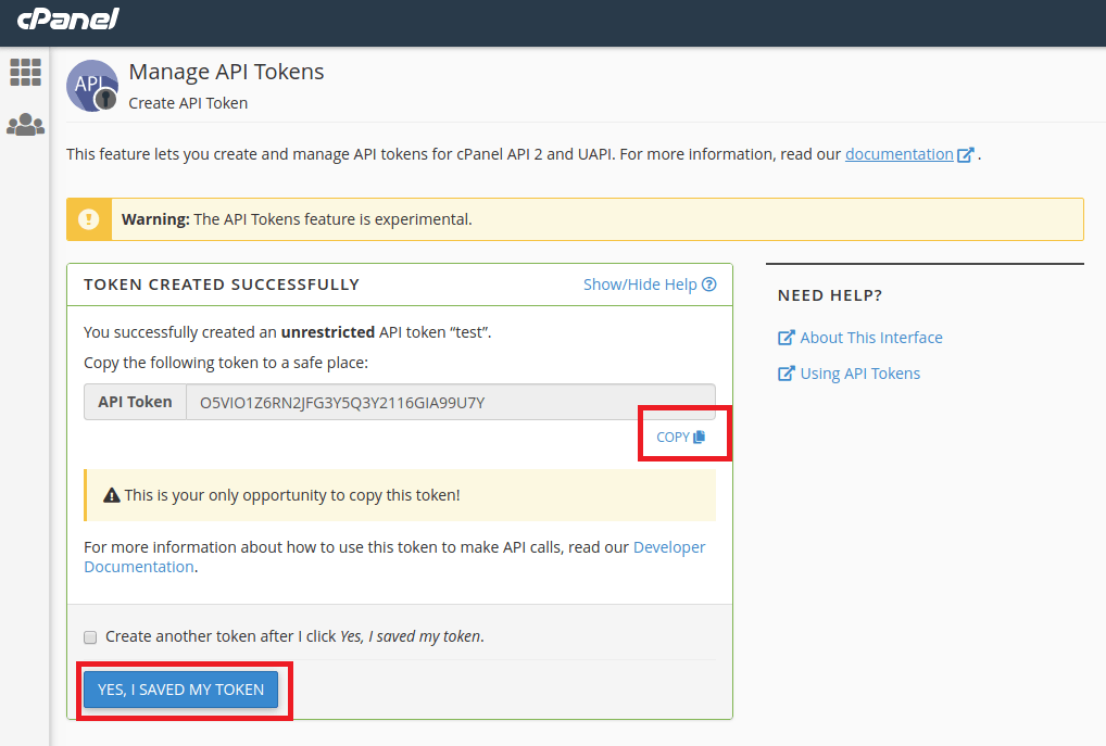 How to manage API Tokens in cPanel 3 API Tokens