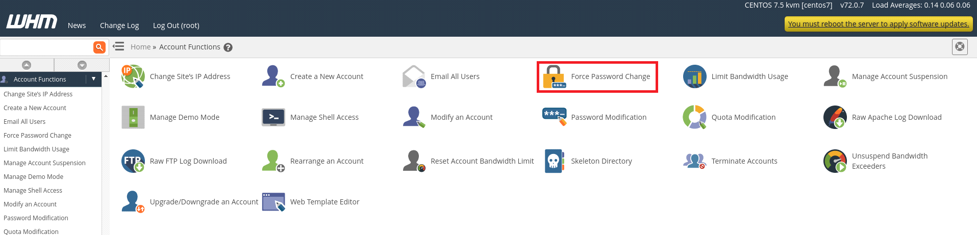 Enable Force Password Change for cPanel Accounts 2 Force Password change