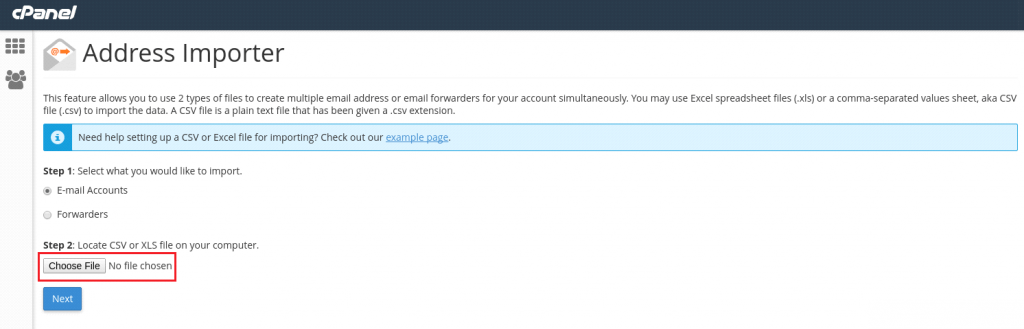 Importing Email Accounts using a CSV or Excel File in cPanel 3 Import Email Accounts
