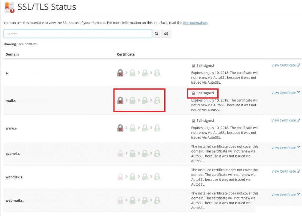 SSL/TLS Status feature in cPanel 2 SSLTLS