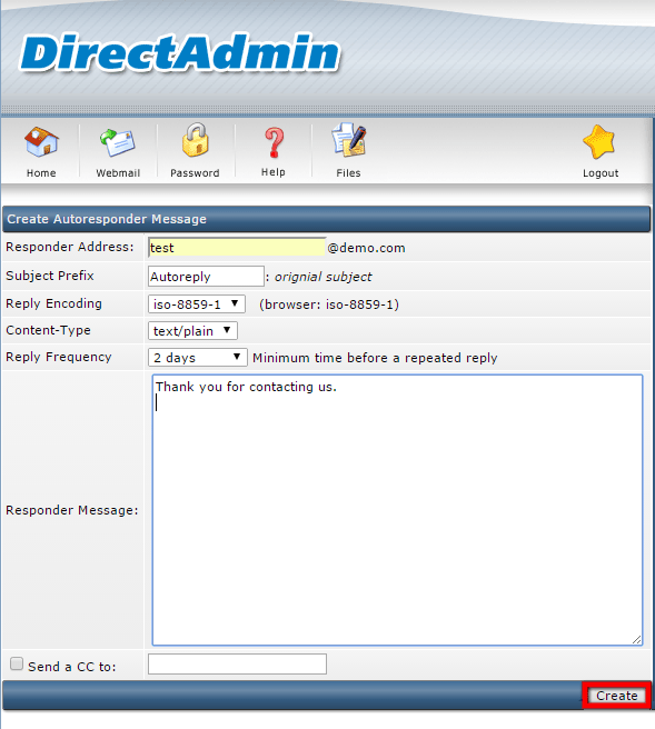 How to manage Autoresponders in DirectAdmin 3 How to manage Autoresponders in DirectAdmin