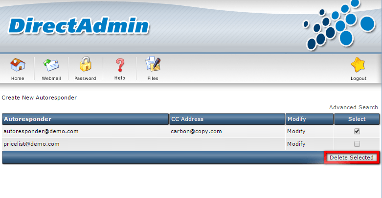 How to manage Autoresponders in DirectAdmin 6 How to manage Autoresponders in DirectAdmin