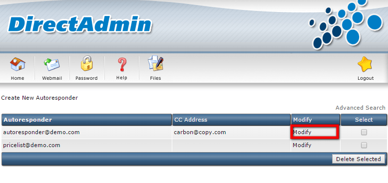 How to manage Autoresponders in DirectAdmin 4 How to manage Autoresponders in DirectAdmin