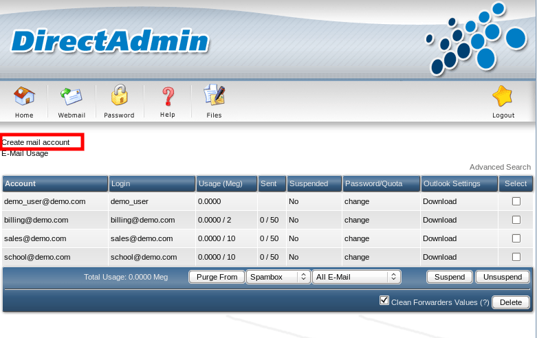Manage Email Accounts in DirectAdmin 2 imagebb2