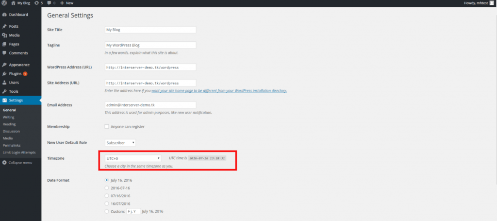 Change Time Zone in WordPress 3 Time Zone