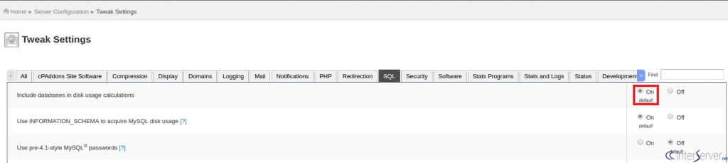 The size of MySQL databases is displayed as 0MB in cPanel 3 MySQL databases