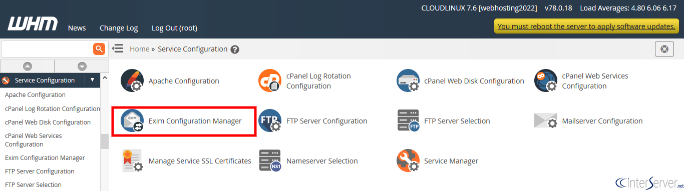 Restore Exim Configuration 3 Restore Exim conf
