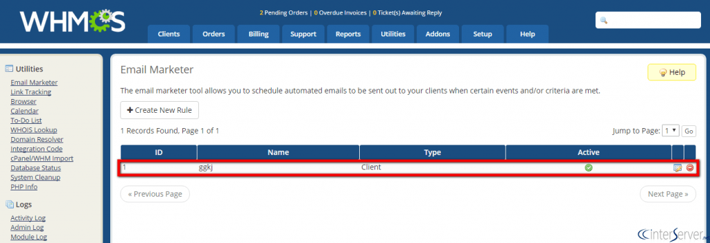 Manage Email Marketer in WHMCS 6 Email Marketer