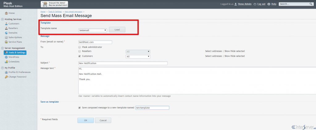 How to Send Bulk Email to Customers in Plesk 8 Mass Email Messages in Plesk