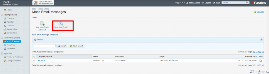 How to Send Bulk Email to Customers in Plesk 7 Mass Email Messages in Plesk