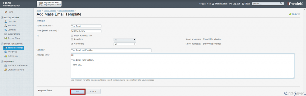 How to Send Bulk Email to Customers in Plesk 4 Mass Email Messages in Plesk